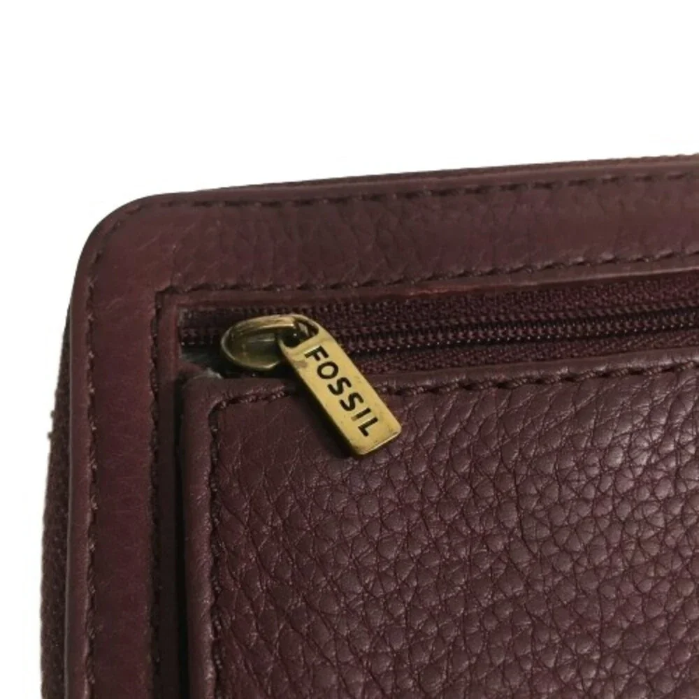FOSSIL Quinn Slim Leather Clutch Wallet Wristlet MULTI COLOR Pink Burgundy Gray